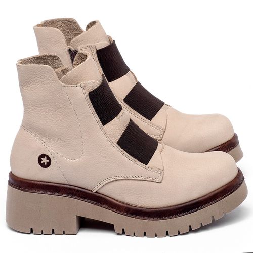 Bota   Cano Curto Salto de 4 cm em Couro Nude - Codigo - 153051