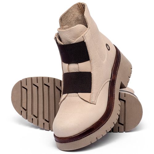 Bota   Cano Curto Salto de 4 cm em Couro Nude - Codigo - 153051