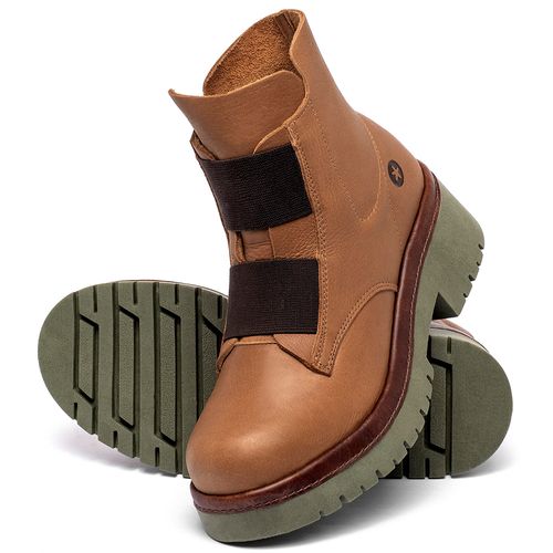 Bota   Cano Curto Salto de 4 cm em Couro Laranja - Codigo - 153051