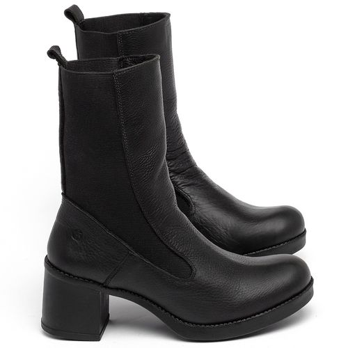 Bota   Cano Médio Salto de 5 cm em Couro Preto - Codigo - 141387