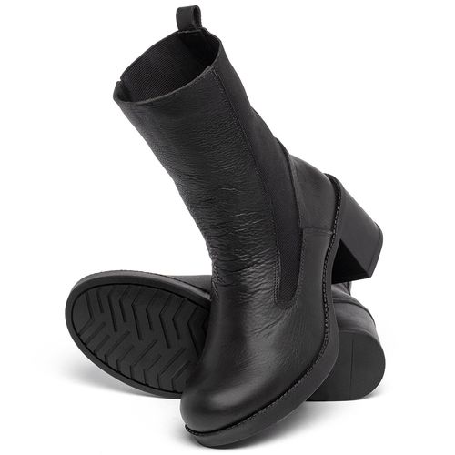 Bota   Cano Médio Salto de 5 cm em Couro Preto - Codigo - 141387
