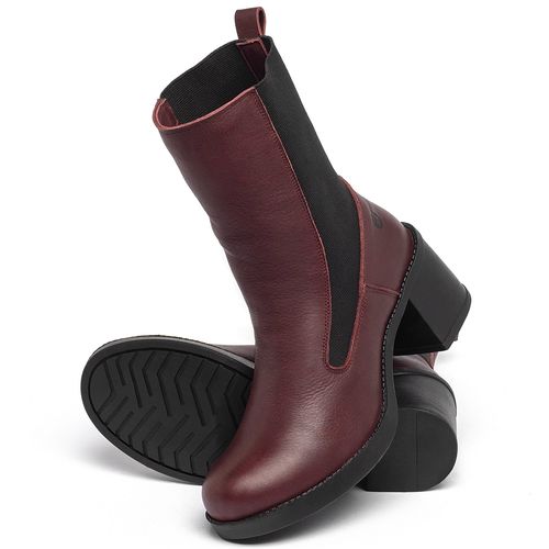 Bota   Cano Médio Salto de 5 cm em Couro Vinho - Codigo - 141387