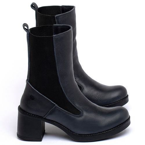 Bota   Cano Médio Salto de 5 cm em Couro Marinho - Codigo - 141387