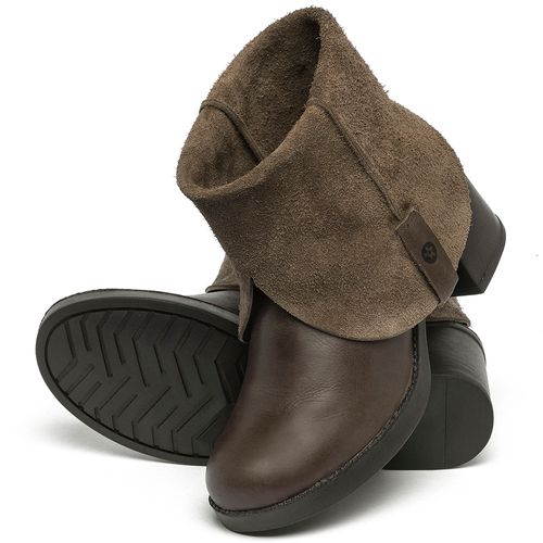Bota   Cano Curto Salto de 5 cm em Couro Café - Codigo - 141259