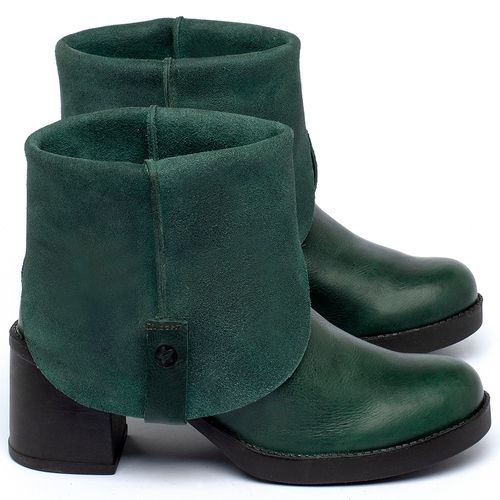 Bota   Cano Curto Salto de 5 cm em Couro Verde - Codigo - 141259