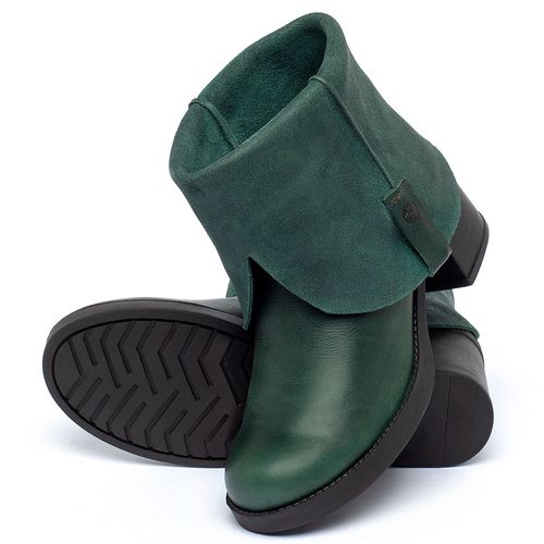 Bota   Cano Curto Salto de 5 cm em Couro Verde - Codigo - 141259