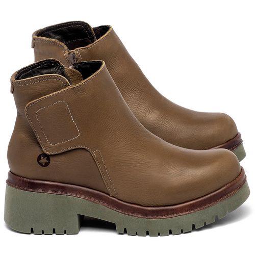 Bota   Cano Curto Salto de 4 cm em Couro Caramelo - Codigo - 153055