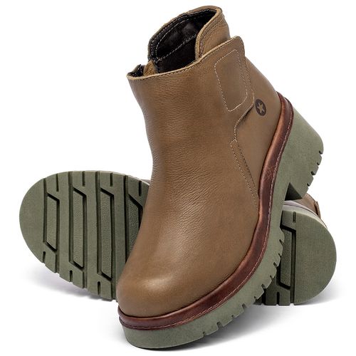 Bota   Cano Curto Salto de 4 cm em Couro Caramelo - Codigo - 153055