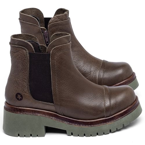 Bota   Cano Curto Salto de 4 cm em Couro Café - Codigo - 153057