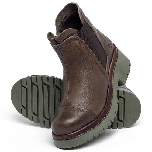 Bota   Cano Curto Salto de 4 cm em Couro Café - Codigo - 153057