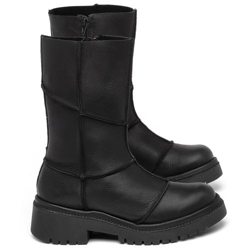 Bota   Cano Médio Salto de 3 cm em Couro Preto - Codigo - 153028