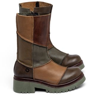 Bota   Cano Médio Salto de 3 cm em Couro Colorido - Codigo - 153028