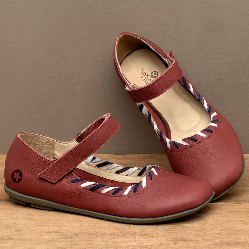Laranja_Lima_Shoes_Sapatos_Femininos___Sapatilha___Bico_Quadrado_em_Couro_Vermelho_-_Codigo_-_9618_3