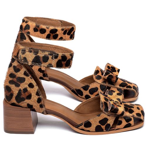 Sandália   Laranja Lima Shoes Classic Salto de 5 cm em Couro Onça - Codigo - 3987