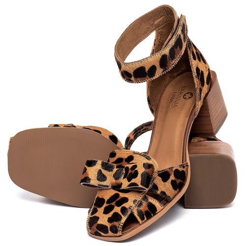 Sandália   Laranja Lima Shoes Classic Salto de 5 cm em Couro Onça - Codigo - 3987