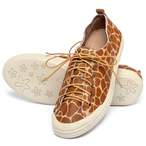 Tênis   Cano Baixo em Couro Animal Print - Codigo - 141199