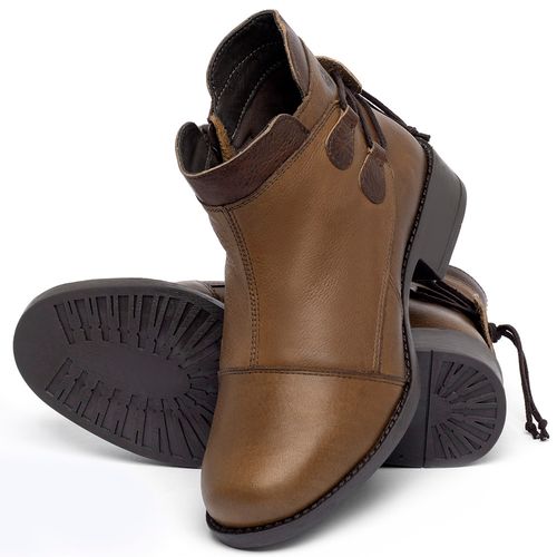 Bota   Cano Curto Salto de 3 cm em Couro Caramelo - Codigo - 141133