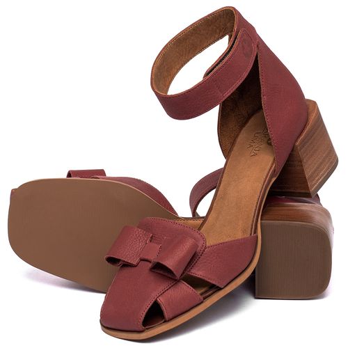 Sandália   Laranja Lima Shoes Classic Salto de 5 cm em Couro Vermelho - Codigo - 3940