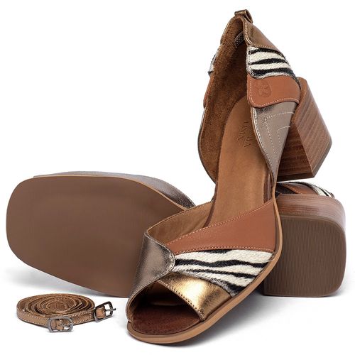 Sandália   Laranja Lima Shoes Classic Salto de 5 cm em Couro Animal Print - Codigo - 3970