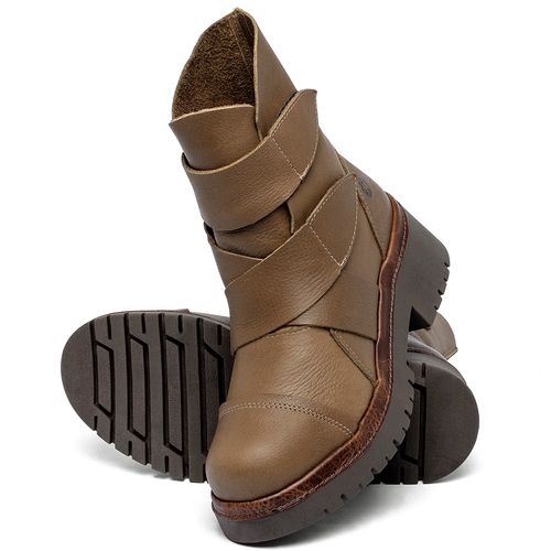 Bota   Cano Médio Salto de 4 cm em Couro Caramelo - Codigo - 153031