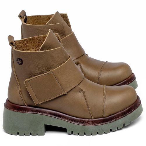 Bota   Cano Curto Salto de 4 cm em Couro Caramelo - Codigo - 153026