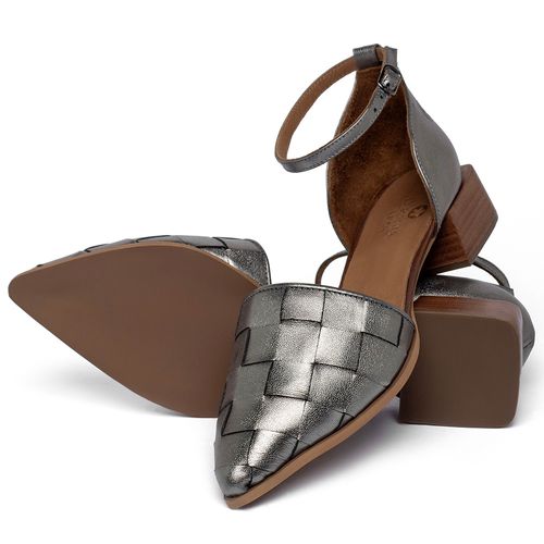 Scarpin   Bico Fino Salto de 3 cm em Couro Metalizado - Codigo - 3941