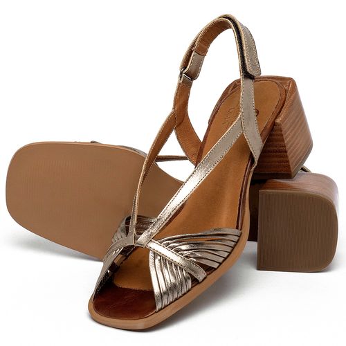 Sandália   Laranja Lima Shoes Classic Salto de 4 cm em Couro Metalizado - Codigo - 3885