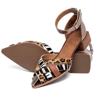 Sandália   Laranja Lima Shoes Classic Salto de 3 cm em Couro Animal Print - Codigo - 3964