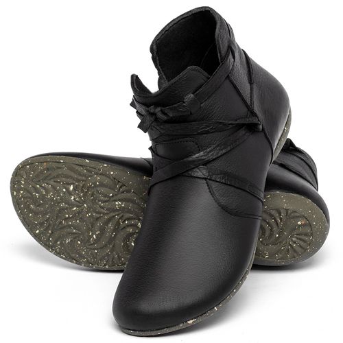 Flat   Boot em Couro Preto - Codigo - 148022