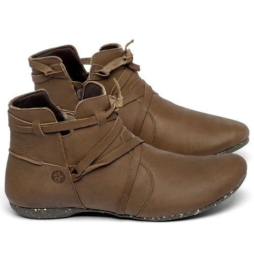 Flat   Boot em Couro Caramelo - Codigo - 148022