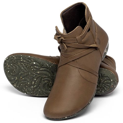 Flat   Boot em Couro Caramelo - Codigo - 148022