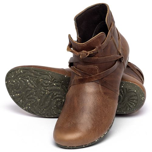 Flat   Boot em Couro Marrom - Codigo - 148022