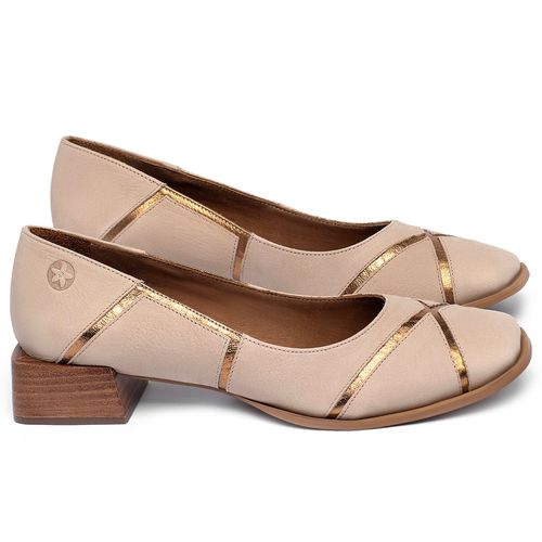 Mocassim Salto de 3 cm em Couro Nude - Codigo - 3968