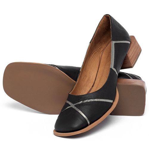 Mocassim Salto de 3 cm em Couro Preto - Codigo - 3968