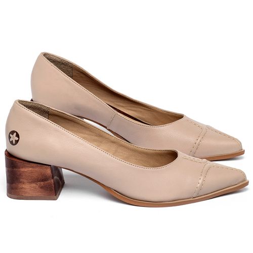 Scarpin   Bico Fino Salto de 4 cm em Couro Nude - Codigo - 9606