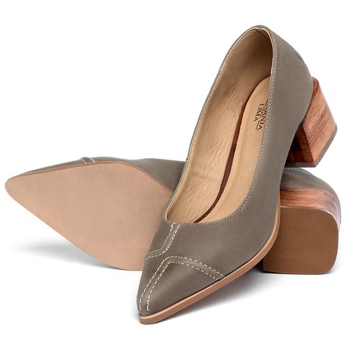 Scarpin   Bico Fino Salto de 4 cm em Couro Cinza - Codigo - 9606