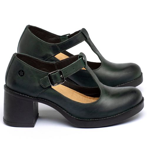 Scarpin   Bico Redondo Salto de 5 cm em Couro Verde - Codigo - 141388