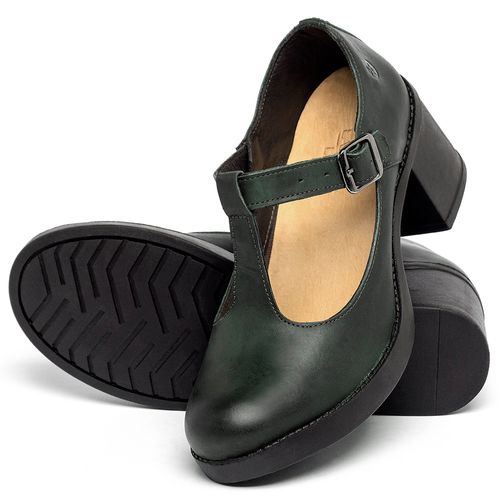 Scarpin   Bico Redondo Salto de 5 cm em Couro Verde - Codigo - 141388