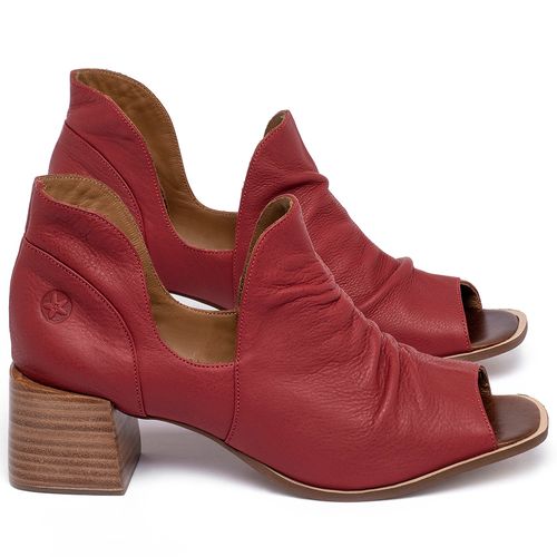 Sandália   Laranja Lima Shoes Classic Salto de 5 cm em Couro Vermelho - Codigo - 3823