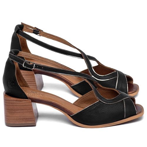 Sandália   Laranja Lima Shoes Classic Salto de 5 cm em Couro Preto - Codigo - 3887