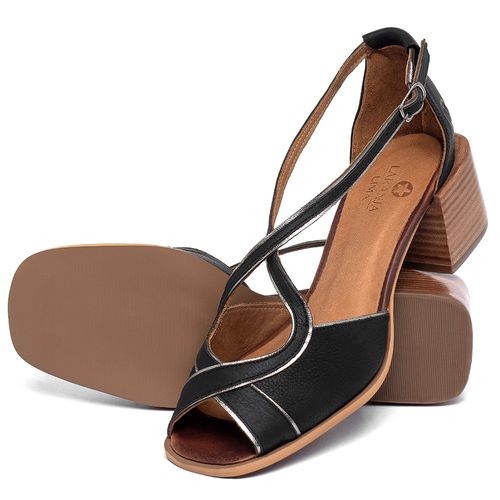 Sandália   Laranja Lima Shoes Classic Salto de 5 cm em Couro Preto - Codigo - 3887