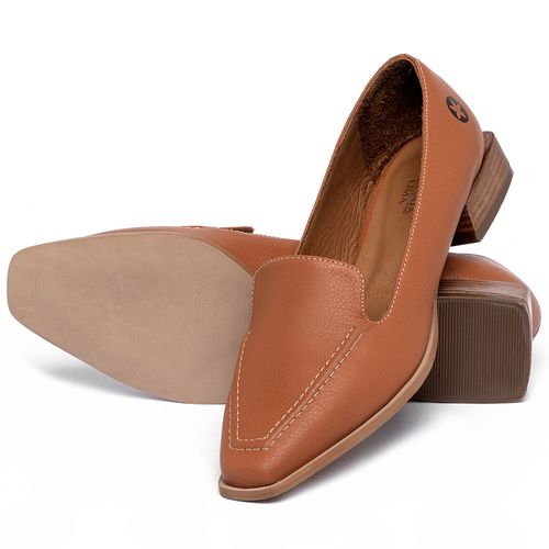 Mocassim Salto de 2 cm em Couro Laranja - Codigo - 9484