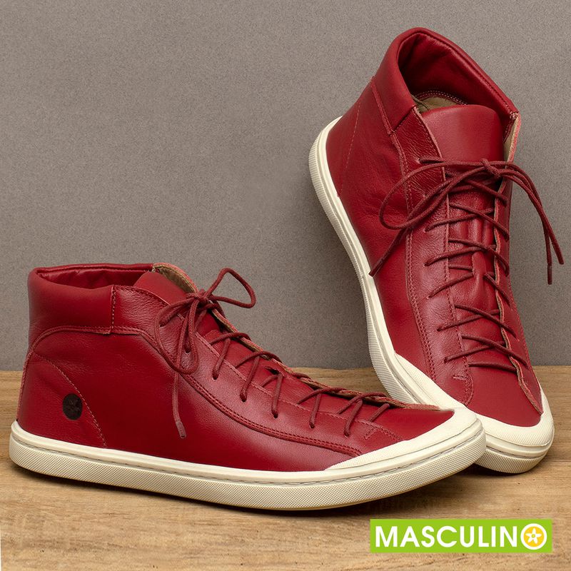 Laranja_Lima_Shoes_Sapatos_Masculinos___Tenis_Masculino___Cano_Alto_em_Couro_Vermelho_-_Codigo_-_141141_3