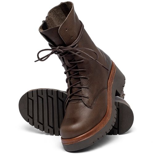 Bota   Cano Médio Salto de 4 cm em Couro Café - Codigo - 153027