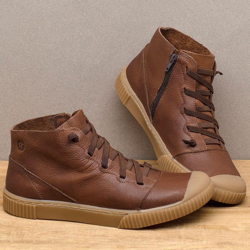 Laranja_Lima_Shoes_Sapatos_Femininos___Tenis___Cano_Alto_em_Couro_Marrom_-_Codigo_-_148049_3