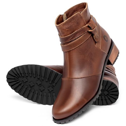 Bota   Cano Curto Salto de 3 cm em Couro Marrom - Codigo - 9611