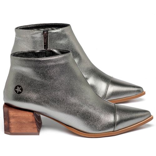 Bota   Cano Curto Salto de 5 cm em Couro Floater Metalizado - Codigo - 9613