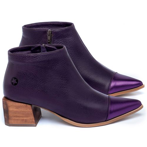 Bota   Cano Curto Salto de 5 cm em Couro Floater Roxo - Codigo - 9613