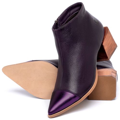 Bota   Cano Curto Salto de 5 cm em Couro Floater Roxo - Codigo - 9613