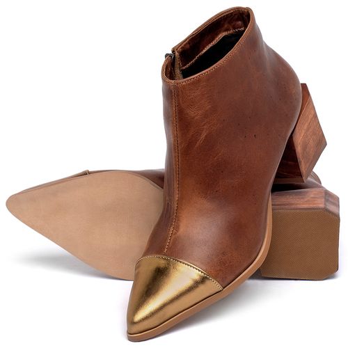 Bota   Cano Curto Salto de 5 cm em Couro Floater Marrom - Codigo - 9613